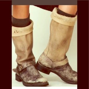 FRYE Veronica distressed leather boots.